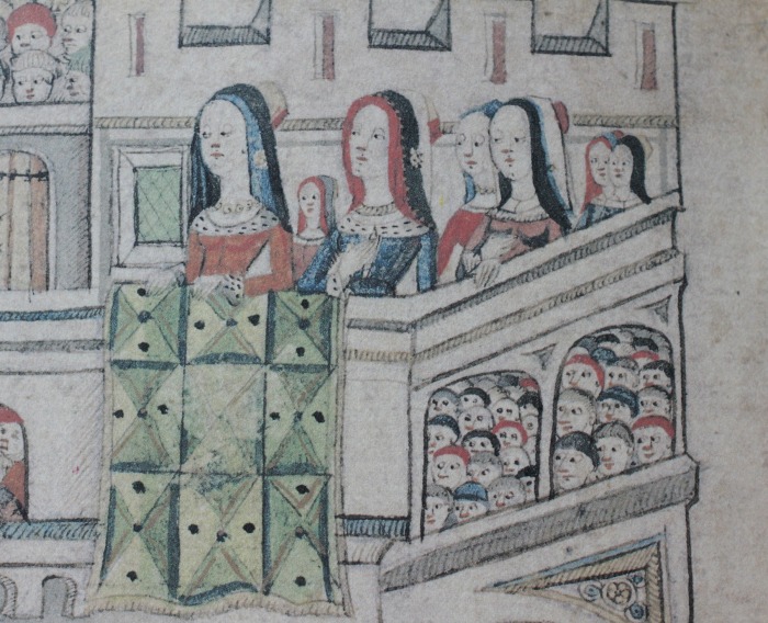 Detail from the Garter ceremony scene in Writhe's Garter Book